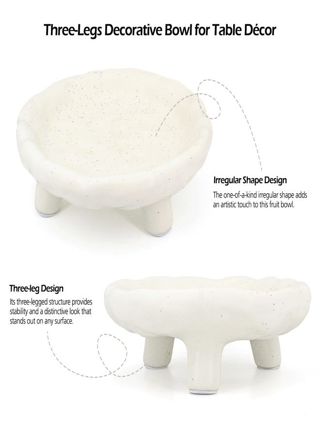 Accessoryway Three-Legs Ceramic Decorative Bowl- 8" Small White Footed Fruit Bowl for Kitchen Counter, Entryway &Table Home Décor,Multi-Purpose Footed Centerpiece Bowl for Candy,Breads,candles, trinkets or key - Image 2